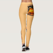 Cat Fun Halloween Character die op een pompoen tik Leggings (Achterkant)