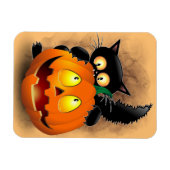 Cat Fun Halloween Character die op een pompoen tik Magneet (Horizontaal)