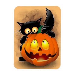 Cat Fun Halloween Character die op een pompoen tik Magneet