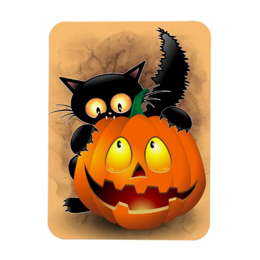 Cat Fun Halloween Character die op een pompoen tik Magneet (Verticaal)