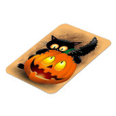 Cat Fun Halloween Character die op een pompoen tik Magneet (Linkerzijde)