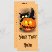 Cat Fun Halloween Character die op een pompoen tik Menu (Voorkant / Achterkant)