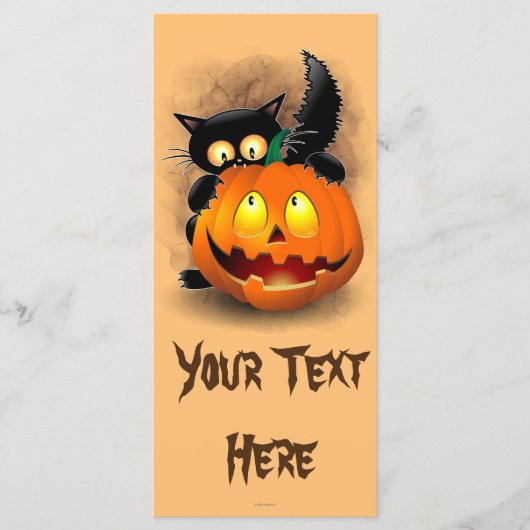 Cat Fun Halloween Character die op een pompoen tik Menu (Voorkant)