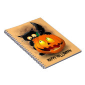 Cat Fun Halloween Character die op een pompoen tik Notitieboek (Rechterzijde)
