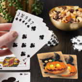 Cat Fun Halloween Character die op een pompoen tik Pokerkaarten (Insitu)