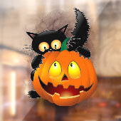 Cat Fun Halloween Character die op een pompoen tik Raamsticker (Vel 2)