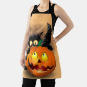 Cat Fun Halloween Character die op een pompoen tik Schort (Insitu)