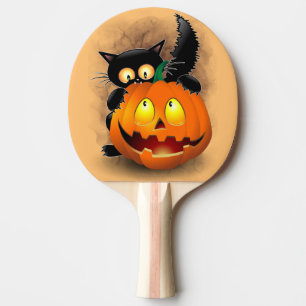 Cat Fun Halloween Character die op een pompoen tik Tafeltennisbatje