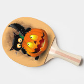 Cat Fun Halloween Character die op een pompoen tik Tafeltennisbatje (Zijkant)
