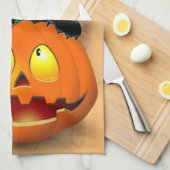 Cat Fun Halloween Character die op een pompoen tik Theedoek (Quarter Fold)