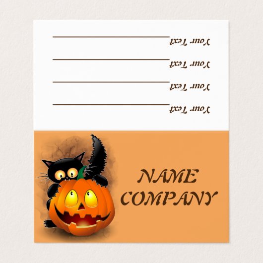 Cat Fun Halloween Character die op een pompoen tik Visitekaartje (Buitenkant ongevouwen)