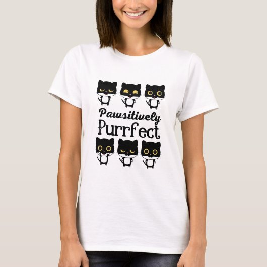 Cat Fun Pun Pawsitief Purfect Quote T-shirt (Voorkant)
