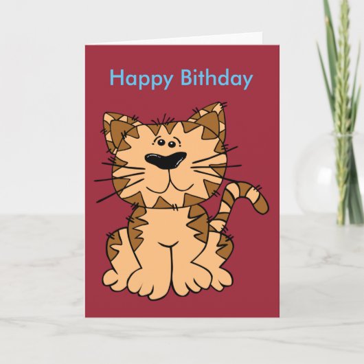 Cat Funny Birthday Briefkaart (Voorkant)