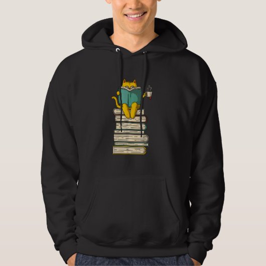 Cat Funny Book & Tea lezen Hoodie (Voorkant)