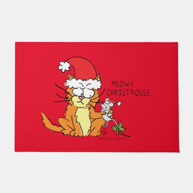 Cat Funny Cartoon Cute Mouse Deurmat (Voorkant)