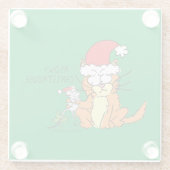 Cat Funny Cartoon Cute Mouse Glazen Onderzetter (Achterkant)