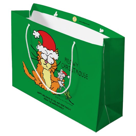 Cat Funny Cartoon Cute Mouse Groot Cadeauzakje (Achterkant Gekanteld)