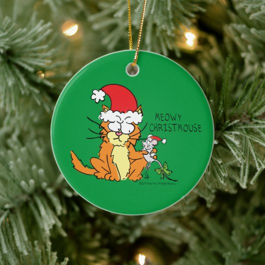 Cat Funny Cartoon Cute Mouse Keramisch Ornament (Boom)