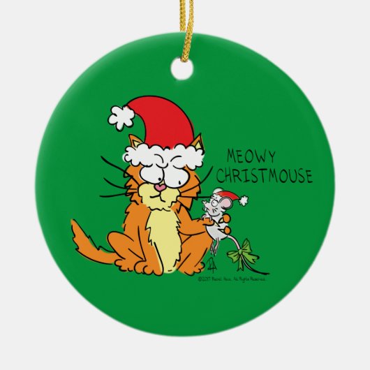 Cat Funny Cartoon Cute Mouse Keramisch Ornament (Voorkant)