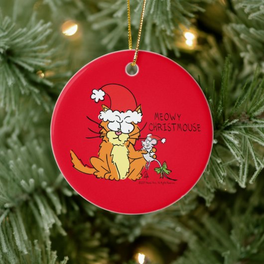 Cat Funny Cartoon Cute Mouse Keramisch Ornament (Boom)
