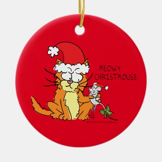 Cat Funny Cartoon Cute Mouse Keramisch Ornament (Voorkant)