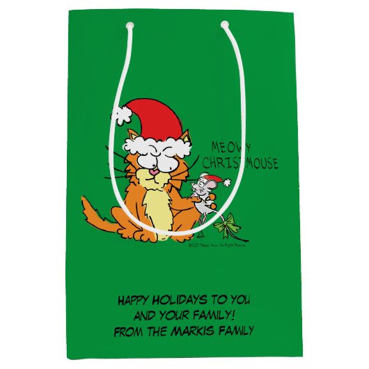 Cat Funny Cartoon Cute Mouse Medium Cadeauzakje (Voorkant)