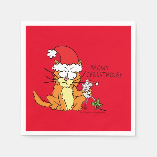 Cat Funny Cartoon Cute Mouse Servet (Voorkant)