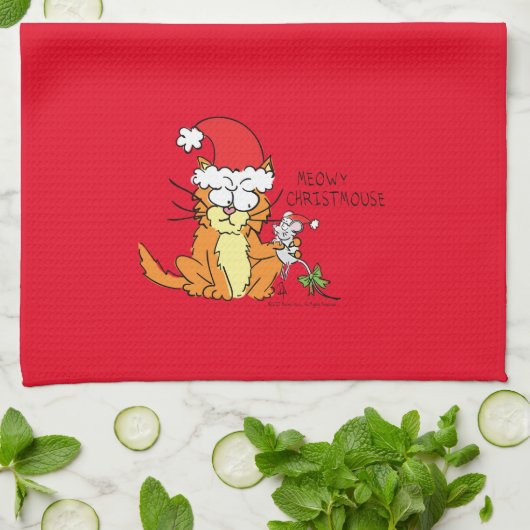 Cat Funny Cartoon Cute Mouse Theedoek (Gevouwen)