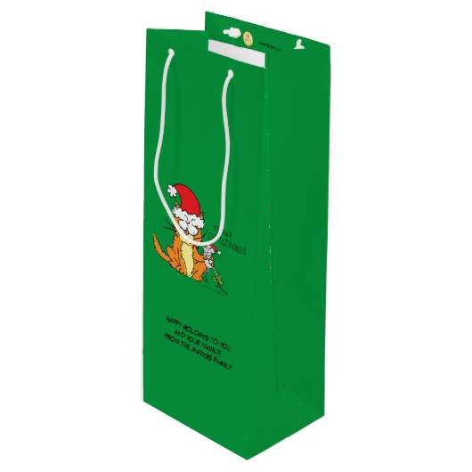 Cat Funny Cartoon Cute Mouse Wijn Cadeautas (Voorkant Gekanteld)