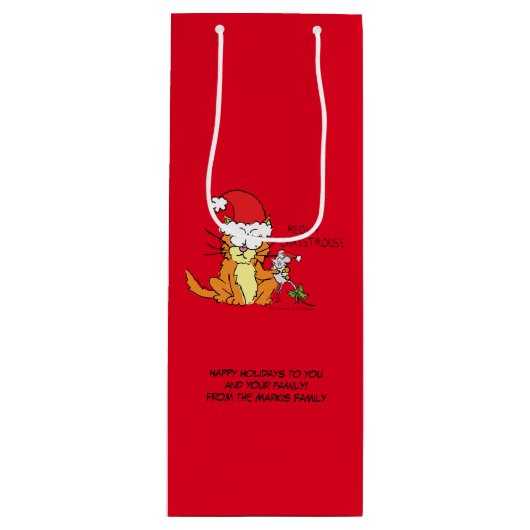 Cat Funny Cartoon Cute Mouse Wijn Cadeautas (Voorkant)