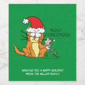 Cat Funny Cartoon Cute Mouse Wijn Etiket (Enkel label)