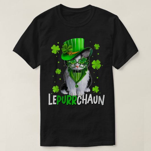 Cat Funny Cat Lover Shamrock St Patricks Day T-shirt (Design voorkant)