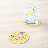 Cat Funny Face Cartoon-29034 Ronde Kartonnen Onderzetter (Insitu)