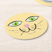Cat Funny Face Cartoon-29034 Ronde Kartonnen Onderzetter (Gebogen)