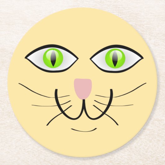 Cat Funny Face Cartoon-29034 Ronde Kartonnen Onderzetter (Voorkant)