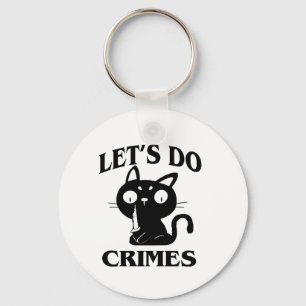 Cat Funny Let's Do Crimes Halloween voor Vrouwen M Sleutelhanger