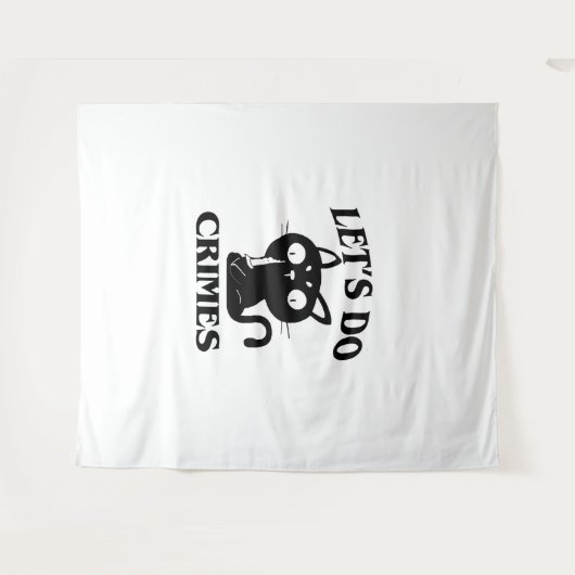 Cat Funny Let's Do Crimes Halloween voor Vrouwen M Wandkleed (Voorkant (horizontaal))