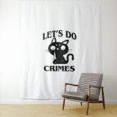 Cat Funny Let's Do Crimes Halloween voor Vrouwen M Wandkleed (In situ)