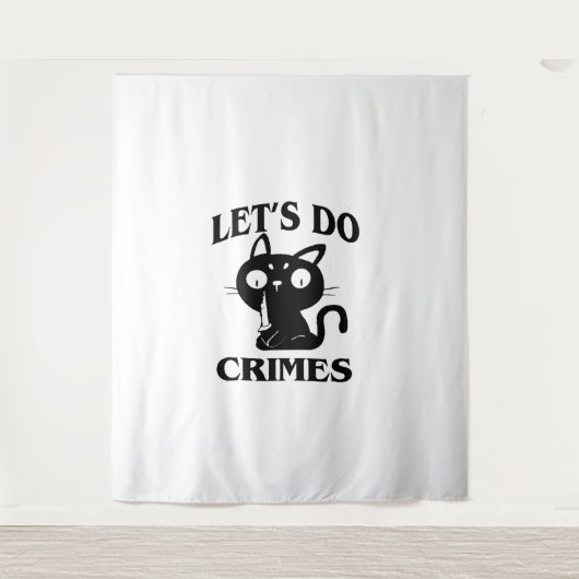 Cat Funny Let's Do Crimes Halloween voor Vrouwen M Wandkleed (Voorkant)
