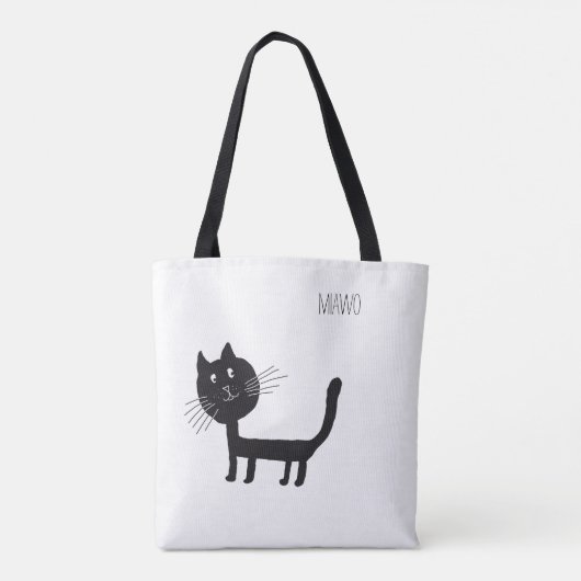 Cat Funny Miawo Canvas tas (Achterkant)