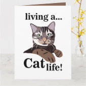 Cat Funny Pet Kaart (Gele Bloem)