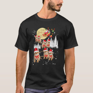 Cat Funny Reindeer Kerstmaan Santa T-shirt
