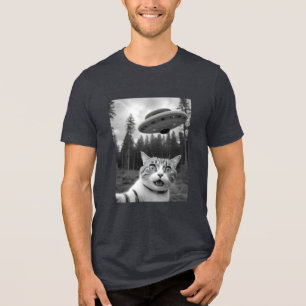 Cat Funny UFO New Jersey Drones Eng Tri-Blend Shirt