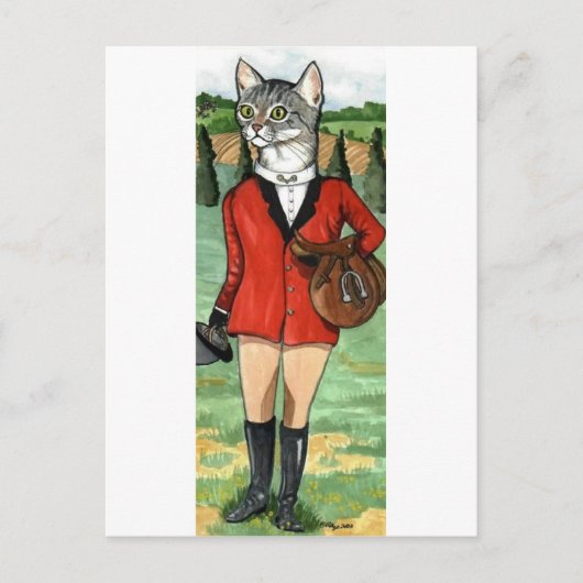 Cat gaat Fox Hunting HUNT CAT Briefkaart (Voorkant)