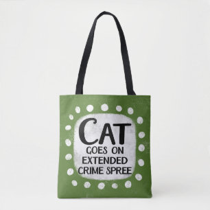 Cat gaat op Extended Crime Spree Canvas tas
