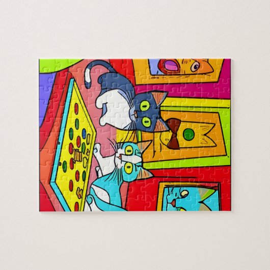 Cat Game Night Legpuzzel (Horizontaal)