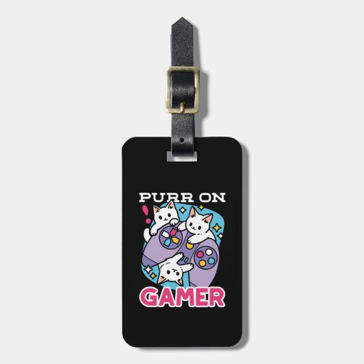 Cat Gamer Design - Spint op Gamer Joystick Art Bagagelabel (Voorkant verticaal)