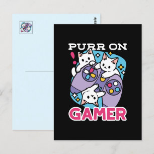 Cat Gamer Design - Spint op Gamer Joystick Art Briefkaart