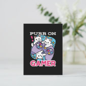 Cat Gamer Design - Spint op Gamer Joystick Art Briefkaart (Staand voorkant)
