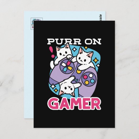 Cat Gamer Design - Spint op Gamer Joystick Art Briefkaart (Voorkant / Achterkant)